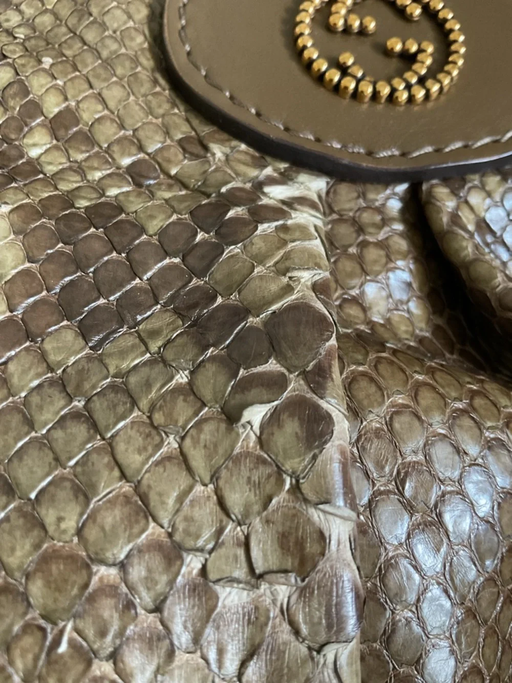 Gucci Studded Brown Python Handbag - Picture 14 of 16